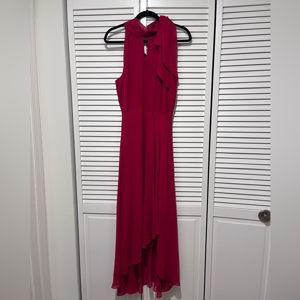 White House Black Market red chiffon dress size 12